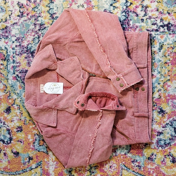 POL Pink Corduroy Cropped Bomber Utility Jacket - Picture 2 of 6